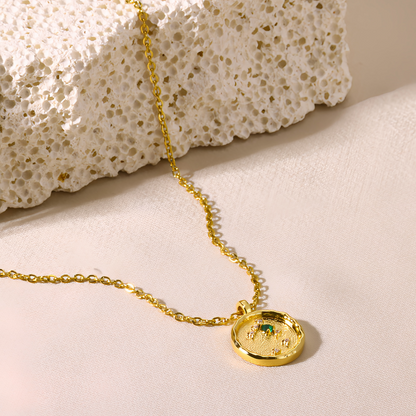 14K Gold Plated Zodiac Star Map Pendant Necklace for All Zodiac Signs – Love Jewelry Gift for Couples