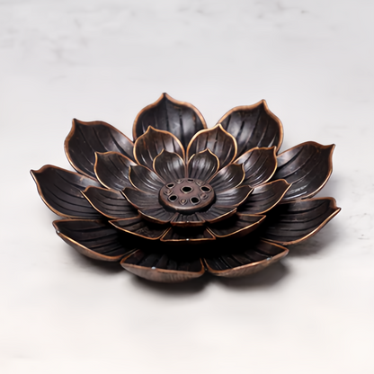 Ntique Bronze 6-Hole Lotus Incense Burner - Handcrafted Zen Home Decor for Meditation, Yoga & Aromatherapy (Eco-Friendly Copper Alloy)