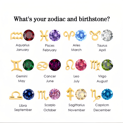 14K Gold Vermeil Zodiac Colorful Crystal Birthstone Protector Pendant Necklace