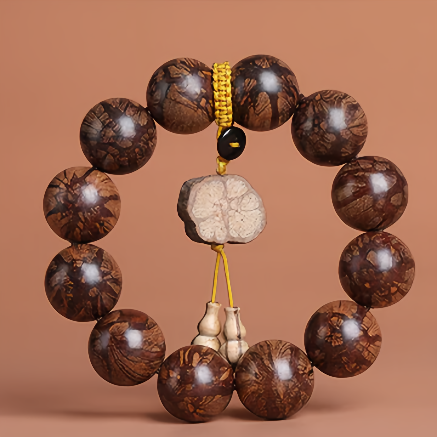 Handmade Plum Blossom Buddhist Beads with Dragon Beard Totem Pendant | Natural Healing Jewelry Trending in 2025