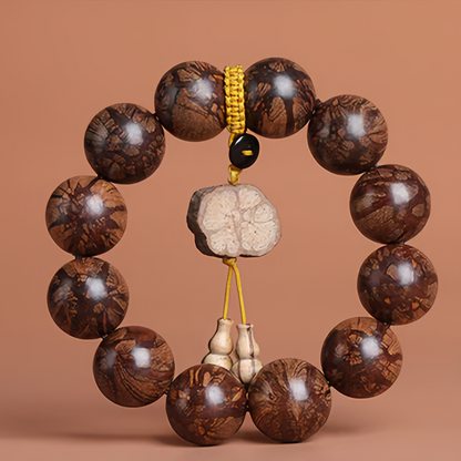 Handmade Plum Blossom Buddhist Beads with Dragon Beard Totem Pendant | Natural Healing Jewelry Trending in 2025