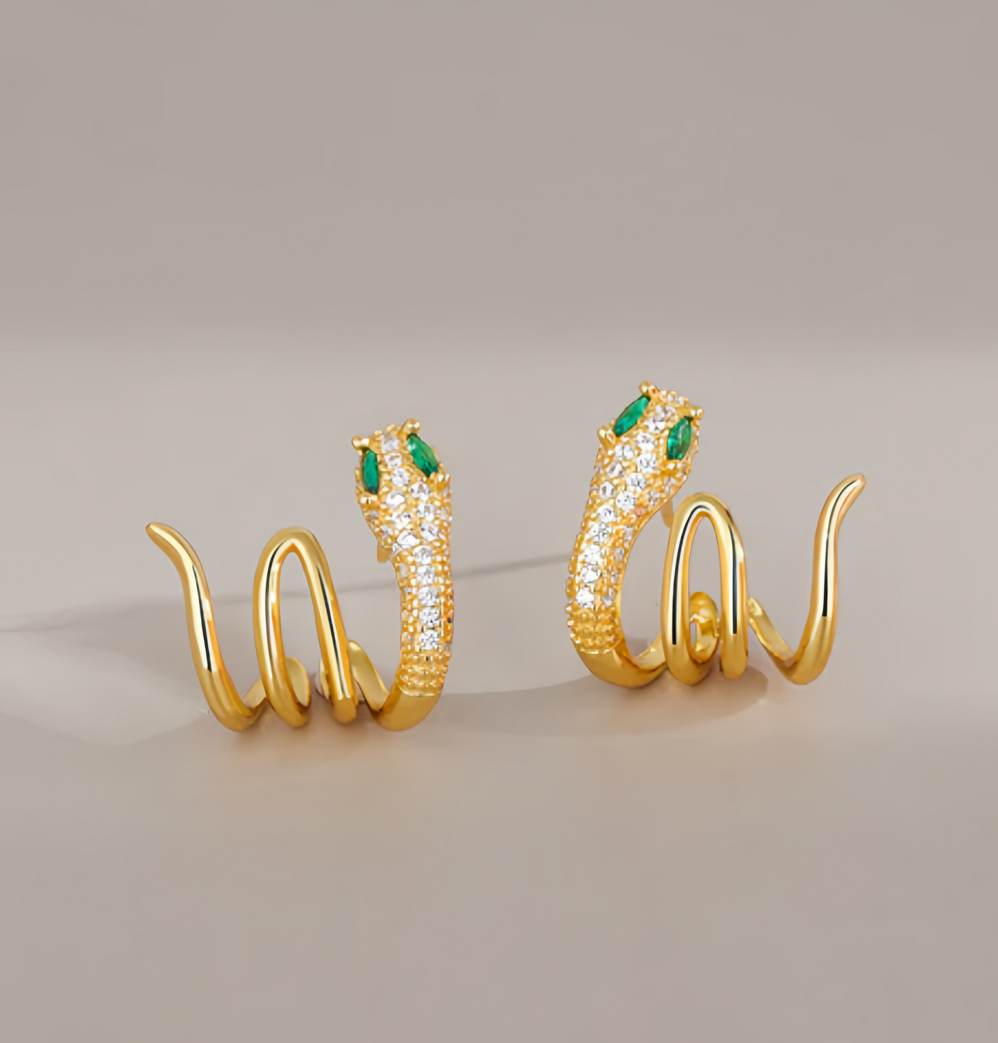 2025 Zodiac Snake Earrings with Emerald Green Eyes - 925 Sterling Silver Serpent Jewelry