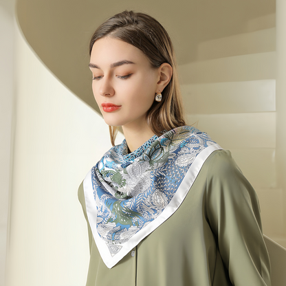 2025 Summer Floral Print Square Scarf - French Vintage Style Chiffon Neck Tie - Breathable Women's Fashion Accessory