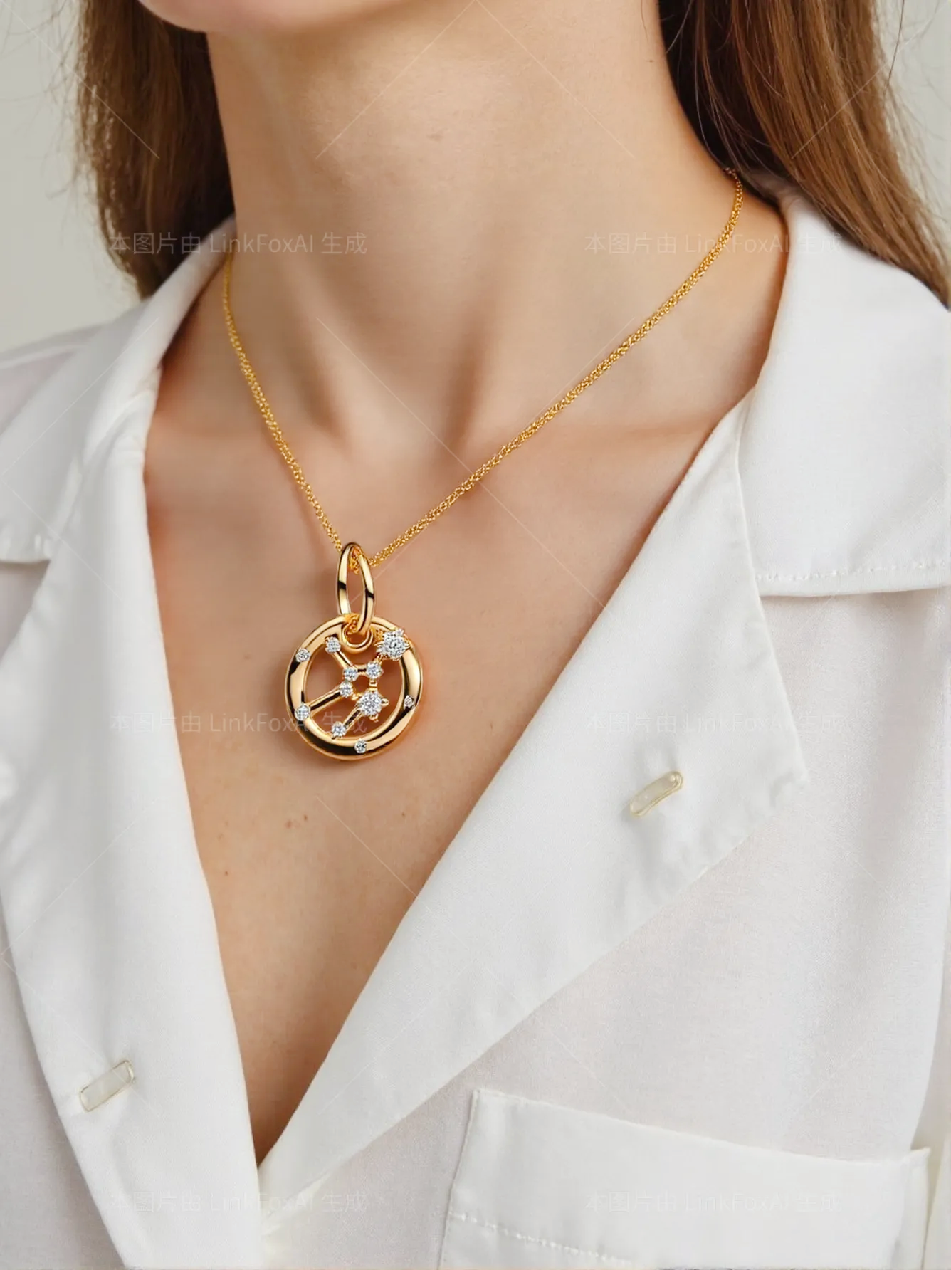 14K Gold-Plated Birthstone Constellations Zirconia Guardian Lucky Pendant Necklace