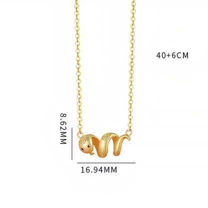925 Sterling Silver Year Of The Snake Golden Snake Luck  Prosperous Bracelet Necklace Pendant