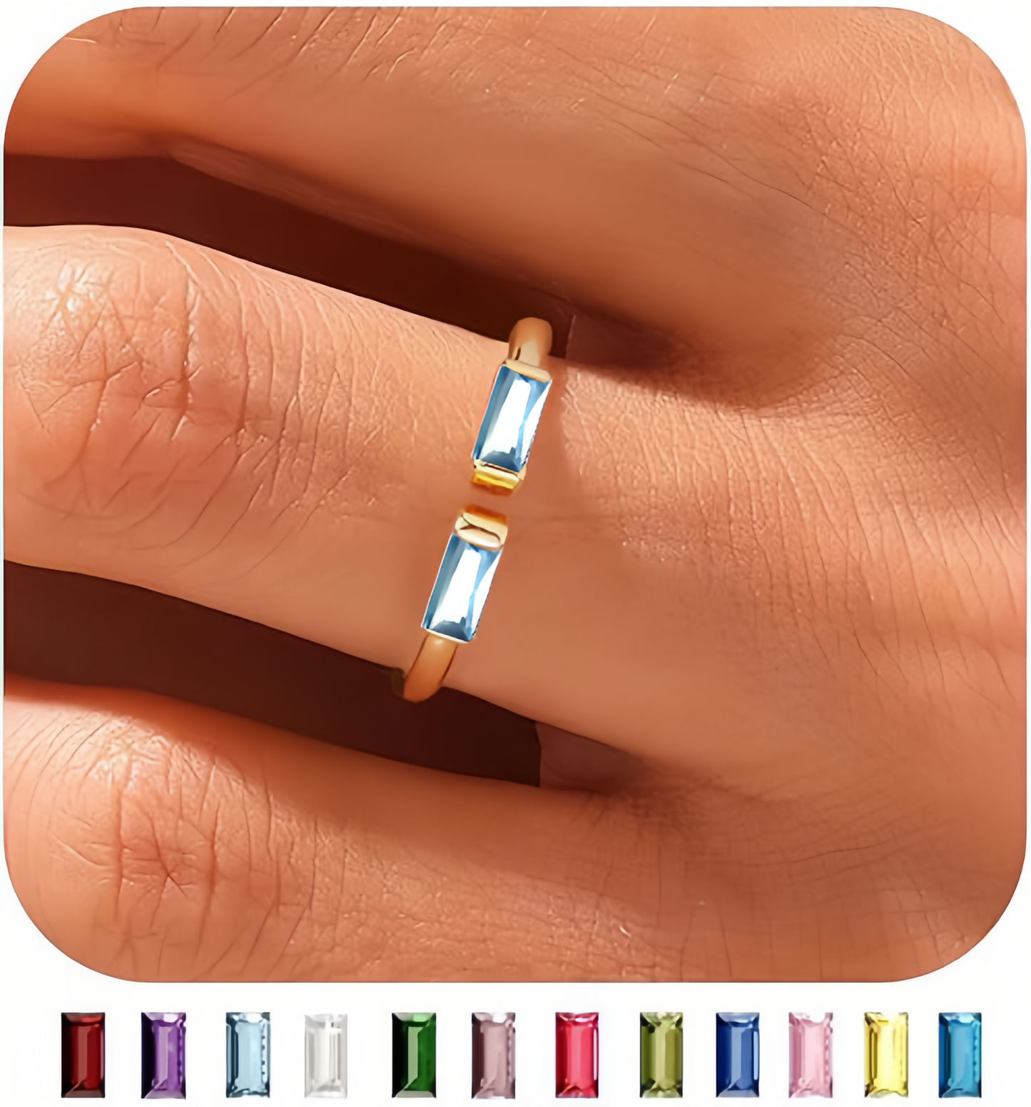 Birthstone Ring by ｜Best Friend Gift ｜ Anniversary Gift ｜ Adjustable Personalized Gemstone Ring