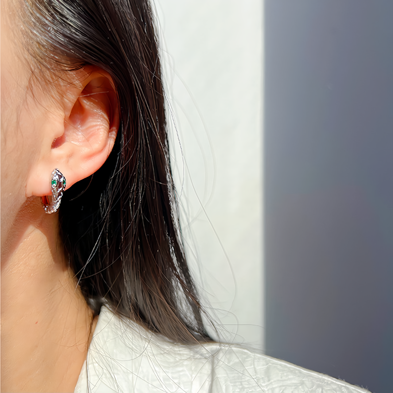Zodiac Green Zircon Snake Eye Earrings - Adjustable Snake Earrings, Unique Statement Jewelry