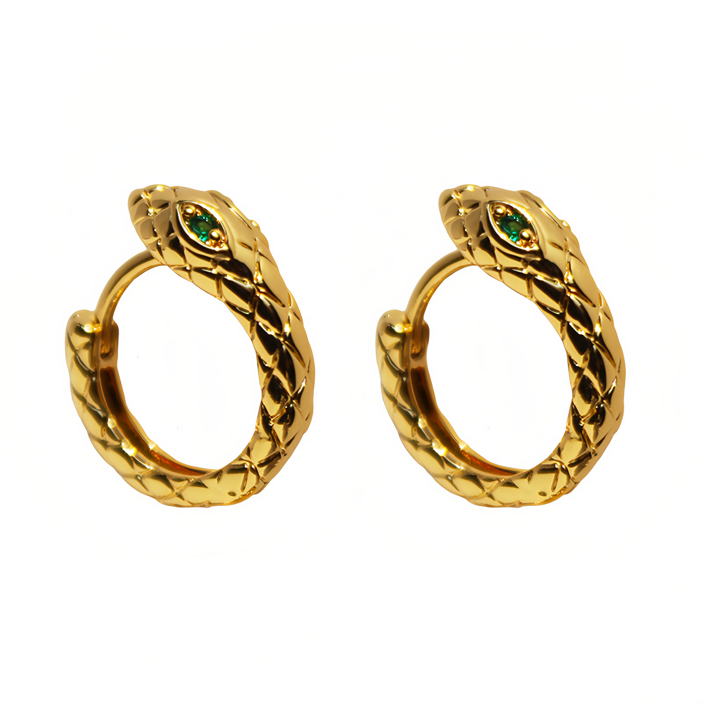 Zodiac Green Zircon Snake Eye Earrings - Adjustable Snake Earrings, Unique Statement Jewelry