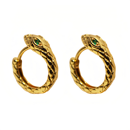 Zodiac Green Zircon Snake Eye Earrings - Adjustable Snake Earrings, Unique Statement Jewelry