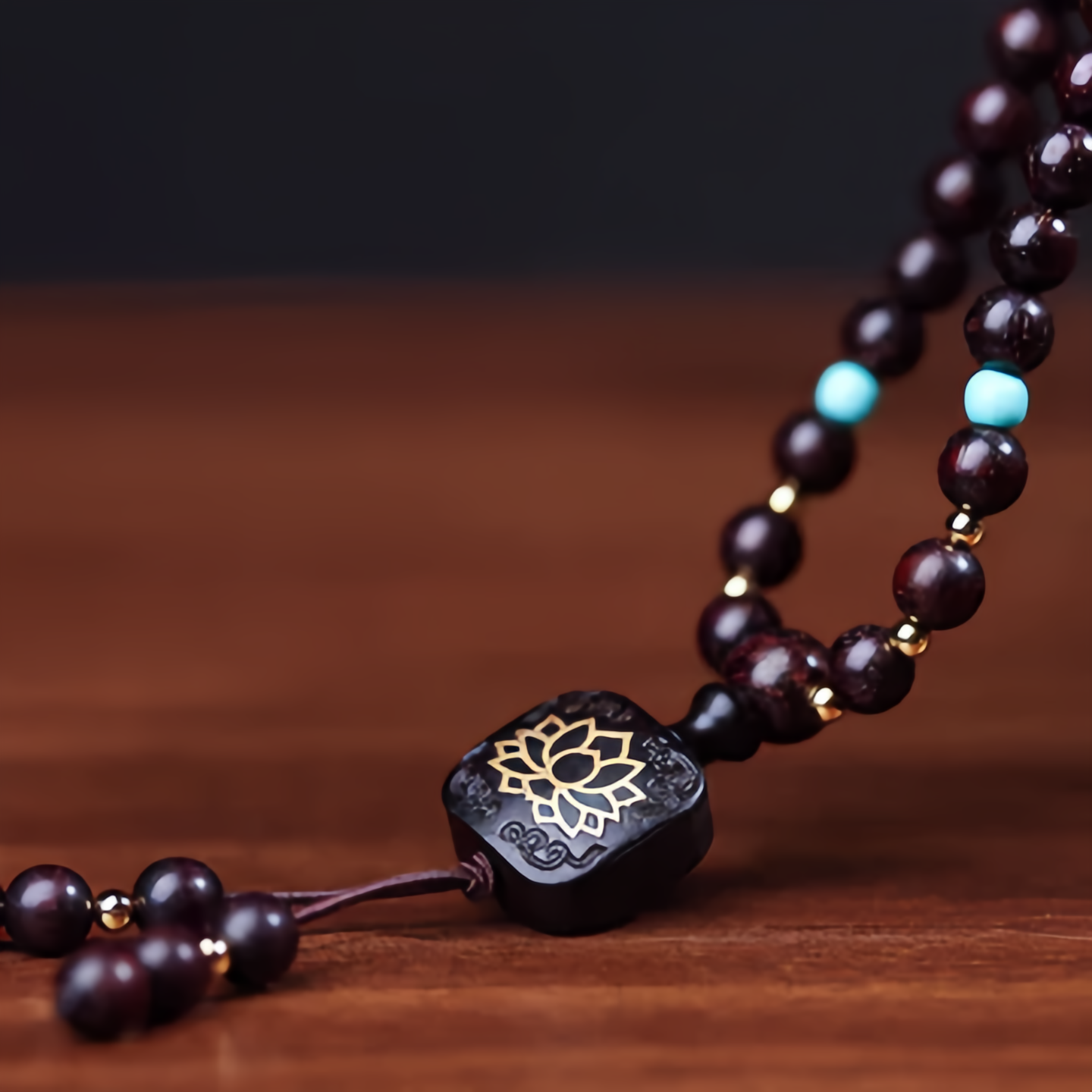 108 Mala Beads Tibetan Small Leaf Red Sandalwood Lotus Balance Bracelet