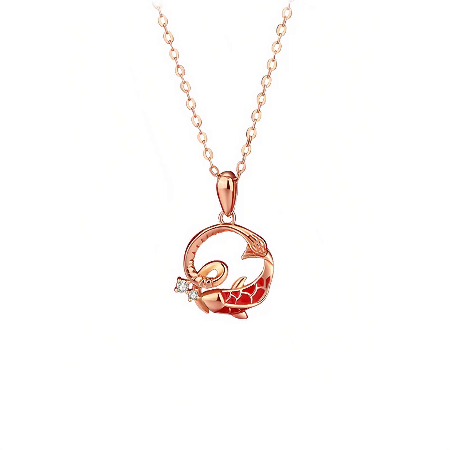 925 Sterling Silver Koi Fish Year Of The Snake Blessing Necklace Pendant – Symbol of Good Luck and Prosperity