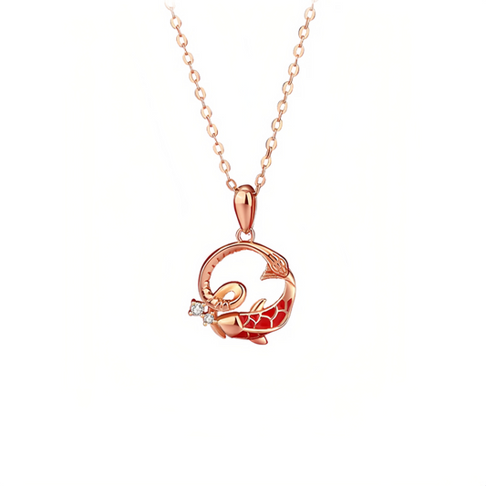 925 Sterling Silver Koi Fish Year Of The Snake Blessing Necklace Pendant – Symbol of Good Luck and Prosperity
