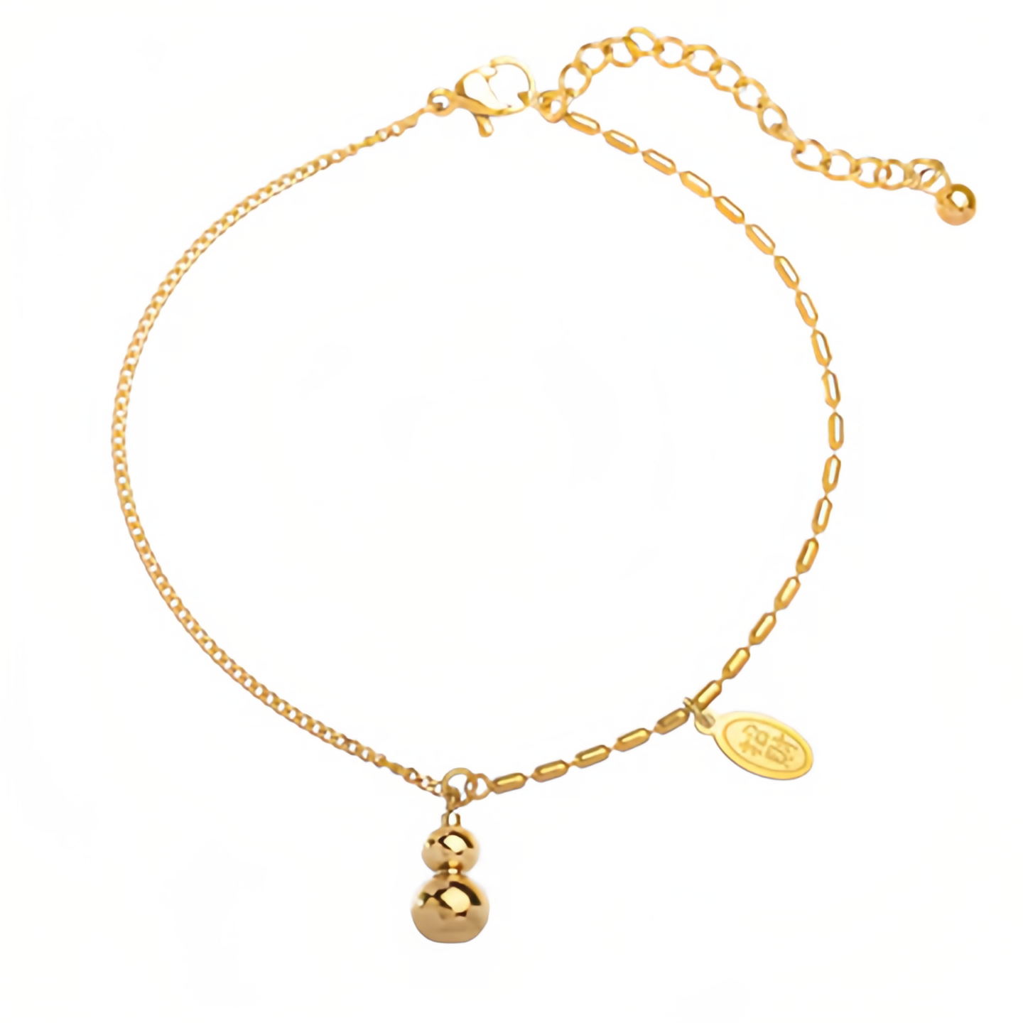 18K Gold Lucky Gourd Bracelet Anklet - Adjustable Style Fortune Jewelry