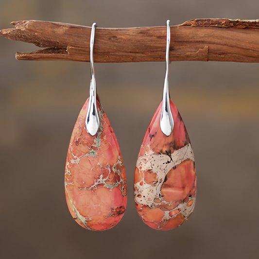 Emperor Stone Healing Crystal Earrings，Handmade Chakra-Balancing Energy Jewelry