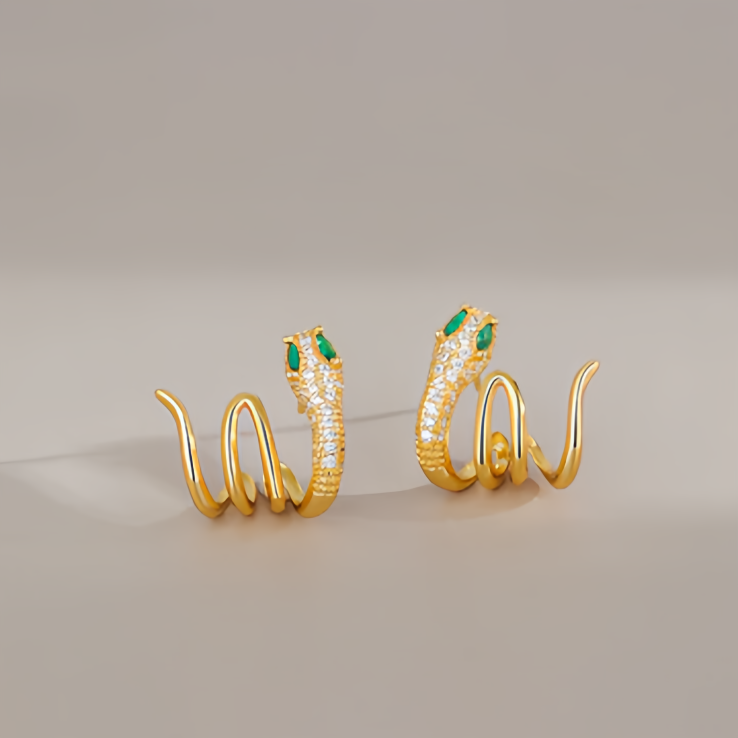 2025 Zodiac Snake Earrings with Emerald Green Eyes - 925 Sterling Silver Serpent Jewelry