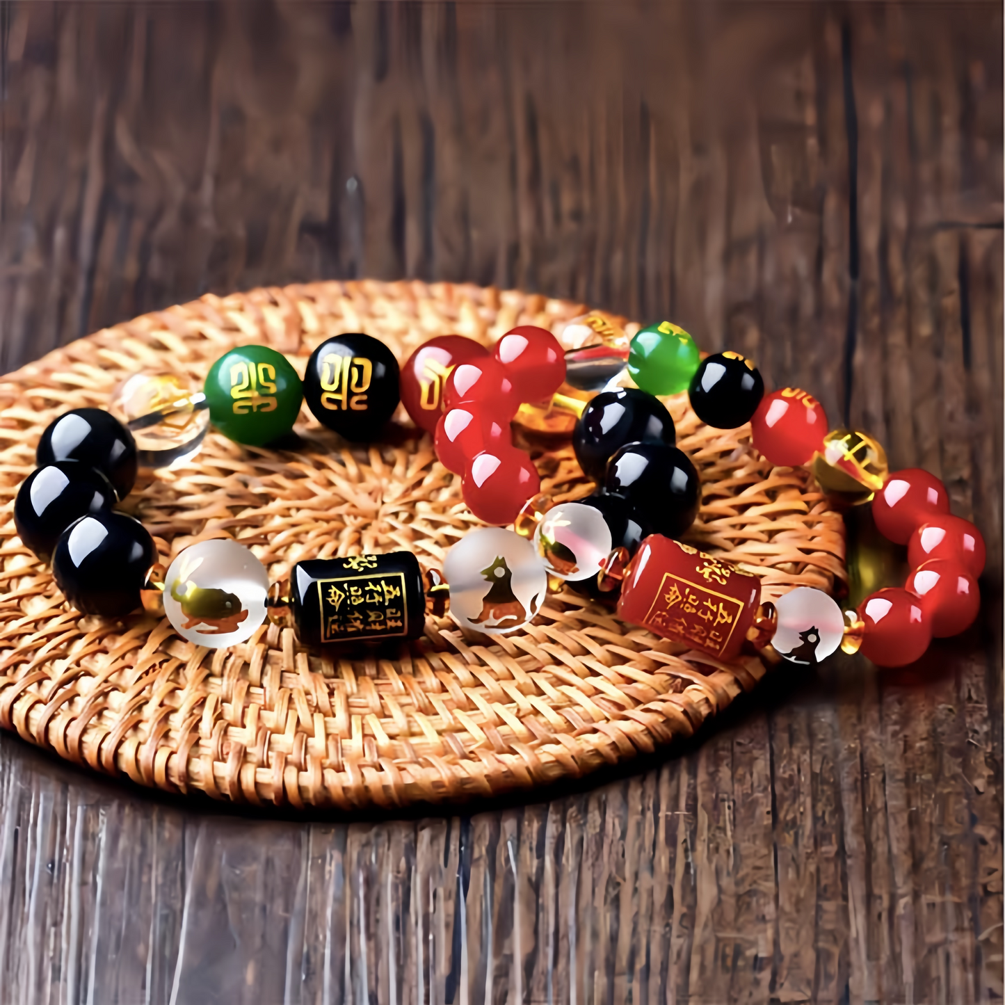 Chinese Zodiac Feng Shui Obsidian Five-Element Wealth Porsperity Bracelet