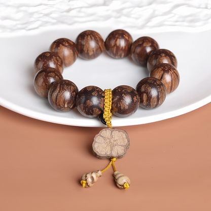 Handmade Plum Blossom Buddhist Beads with Dragon Beard Totem Pendant | Natural Healing Jewelry Trending in 2025