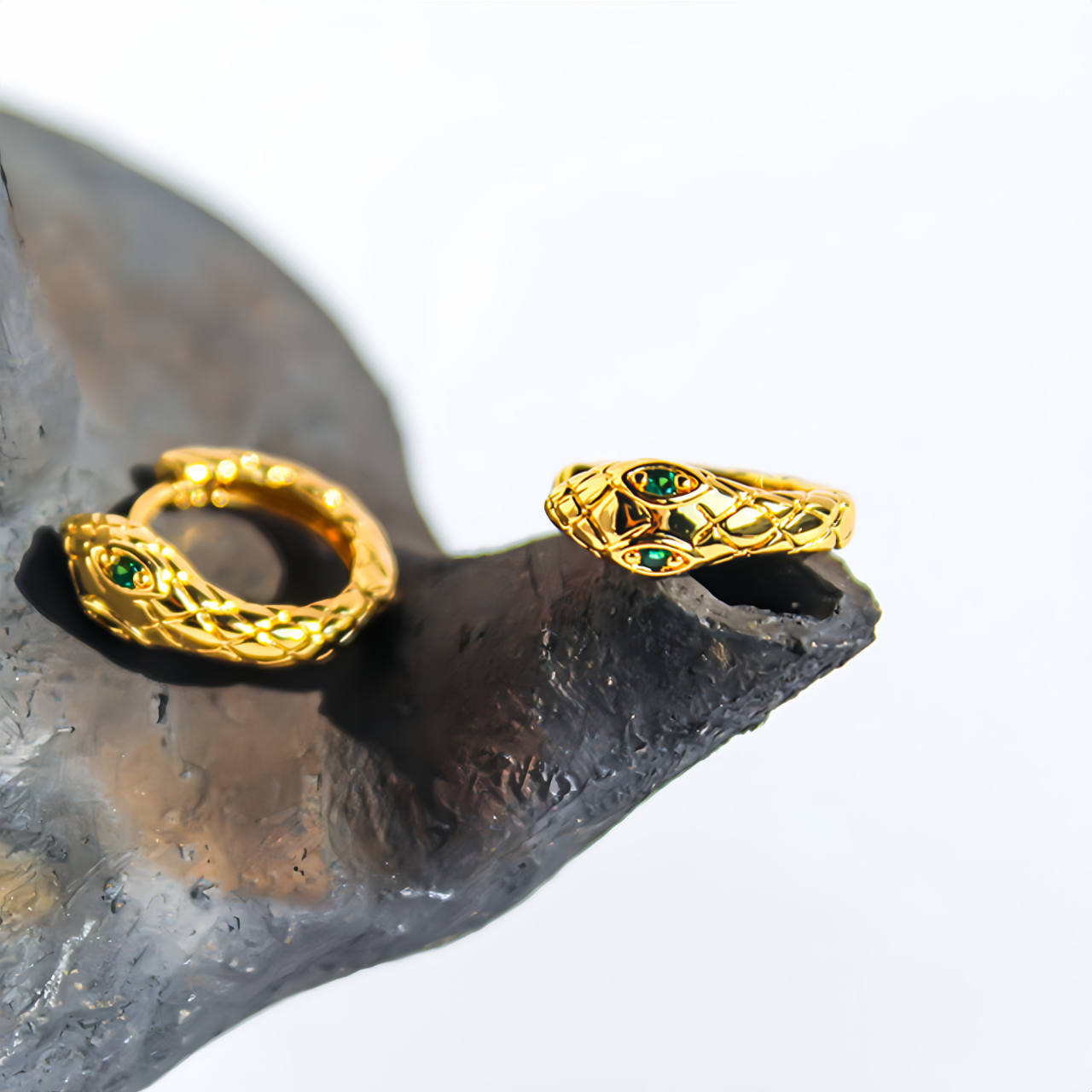 Zodiac Green Zircon Snake Eye Earrings - Adjustable Snake Earrings, Unique Statement Jewelry