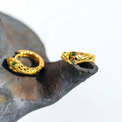 Zodiac Green Zircon Snake Eye Earrings - Adjustable Snake Earrings, Unique Statement Jewelry