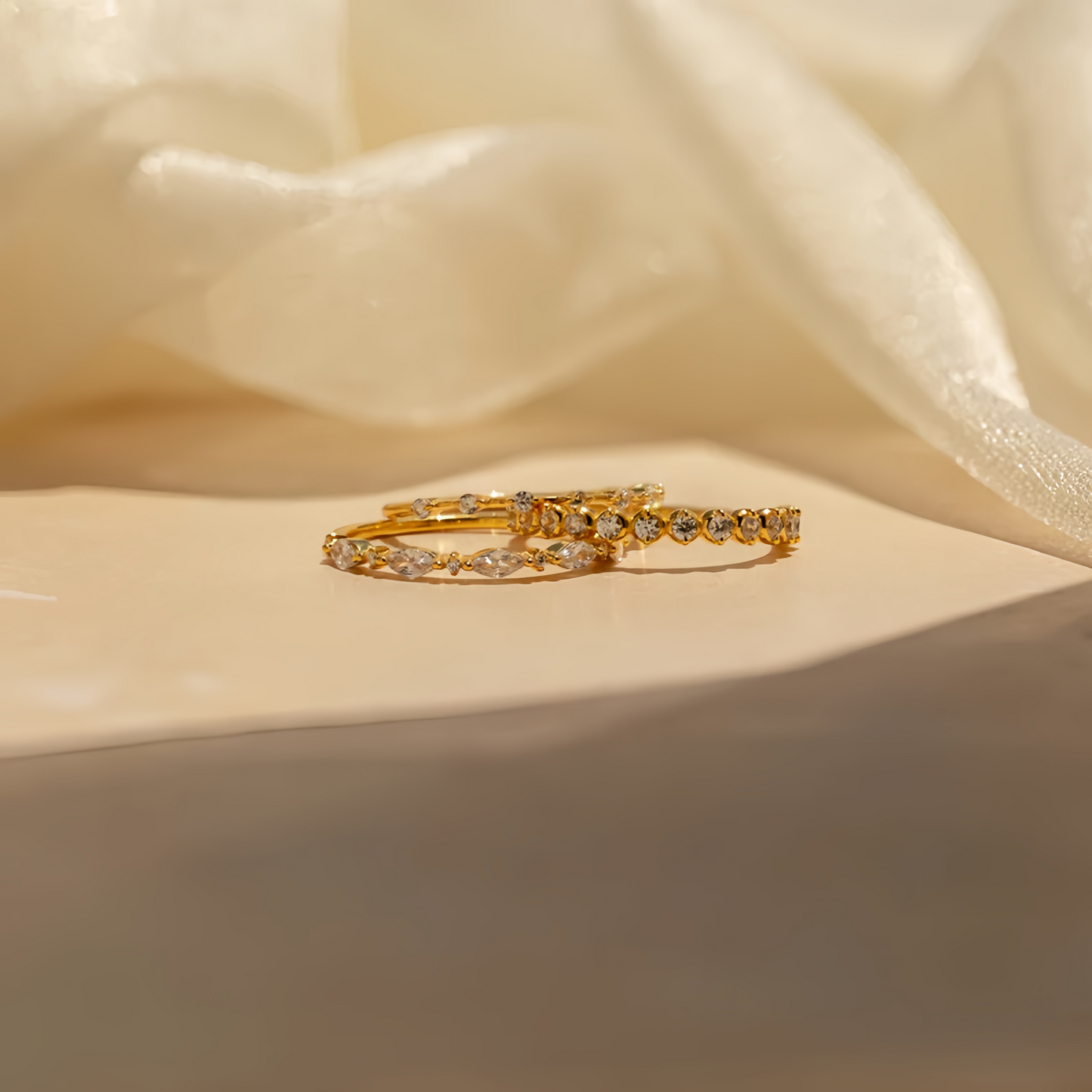 Anello con diamanti impilabili | Set di 3 anelli con pietre preziose | Gioielli in cristallo | Regalo di compleanno per la fidanzata