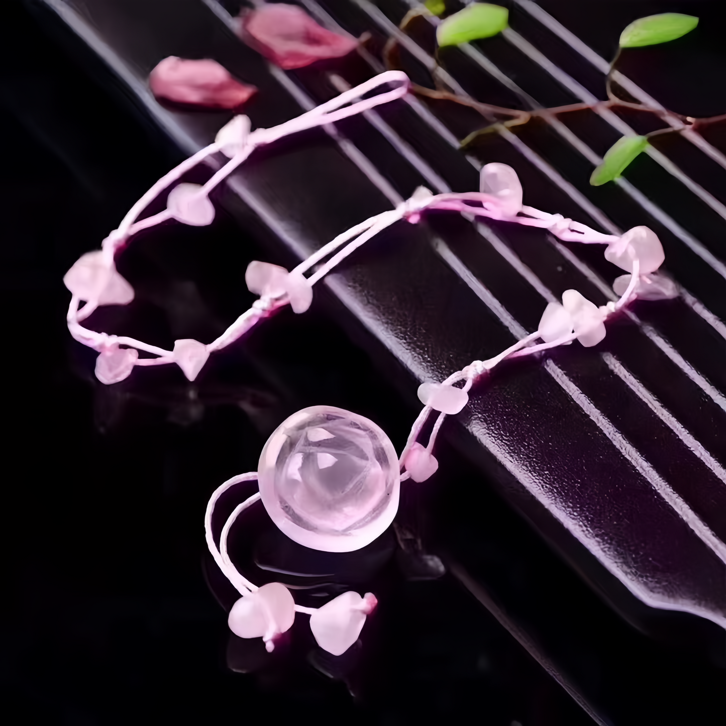 Amethyst Pink Crystal Green Aventurine Rose Inner Peace Healing Anklet