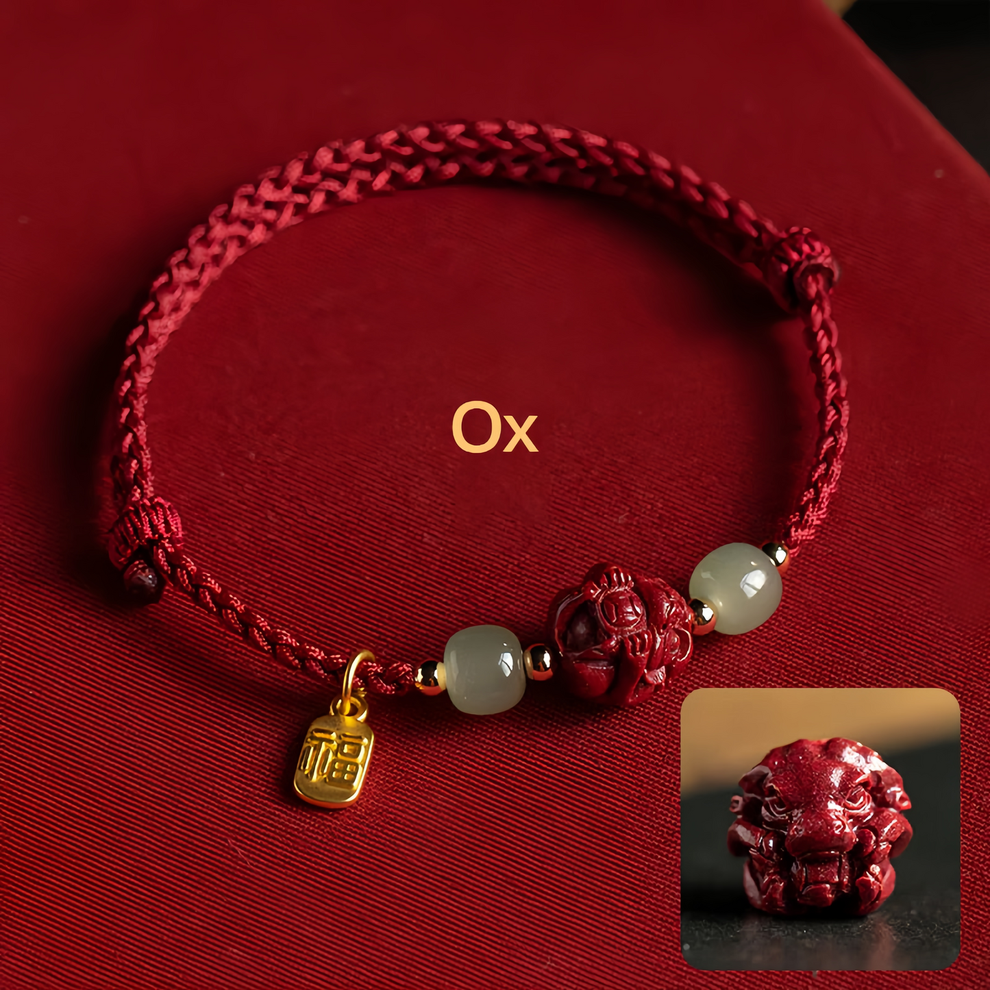Natural Cinnabar 12 Zodiac Signs Hetian Jade Good Fortune Symbol Lucky Bracelet - Handwoven Charm Jewelry