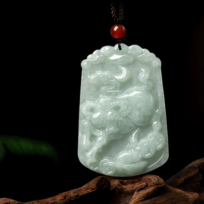 Handmade Natural Jade 12 Chinese Zodiac Abundance Amulet Pendant Necklace