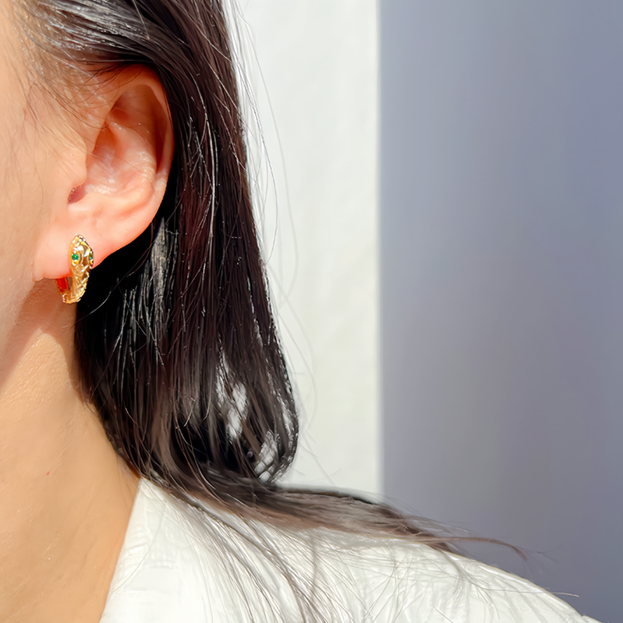 Zodiac Green Zircon Snake Eye Earrings - Adjustable Snake Earrings, Unique Statement Jewelry