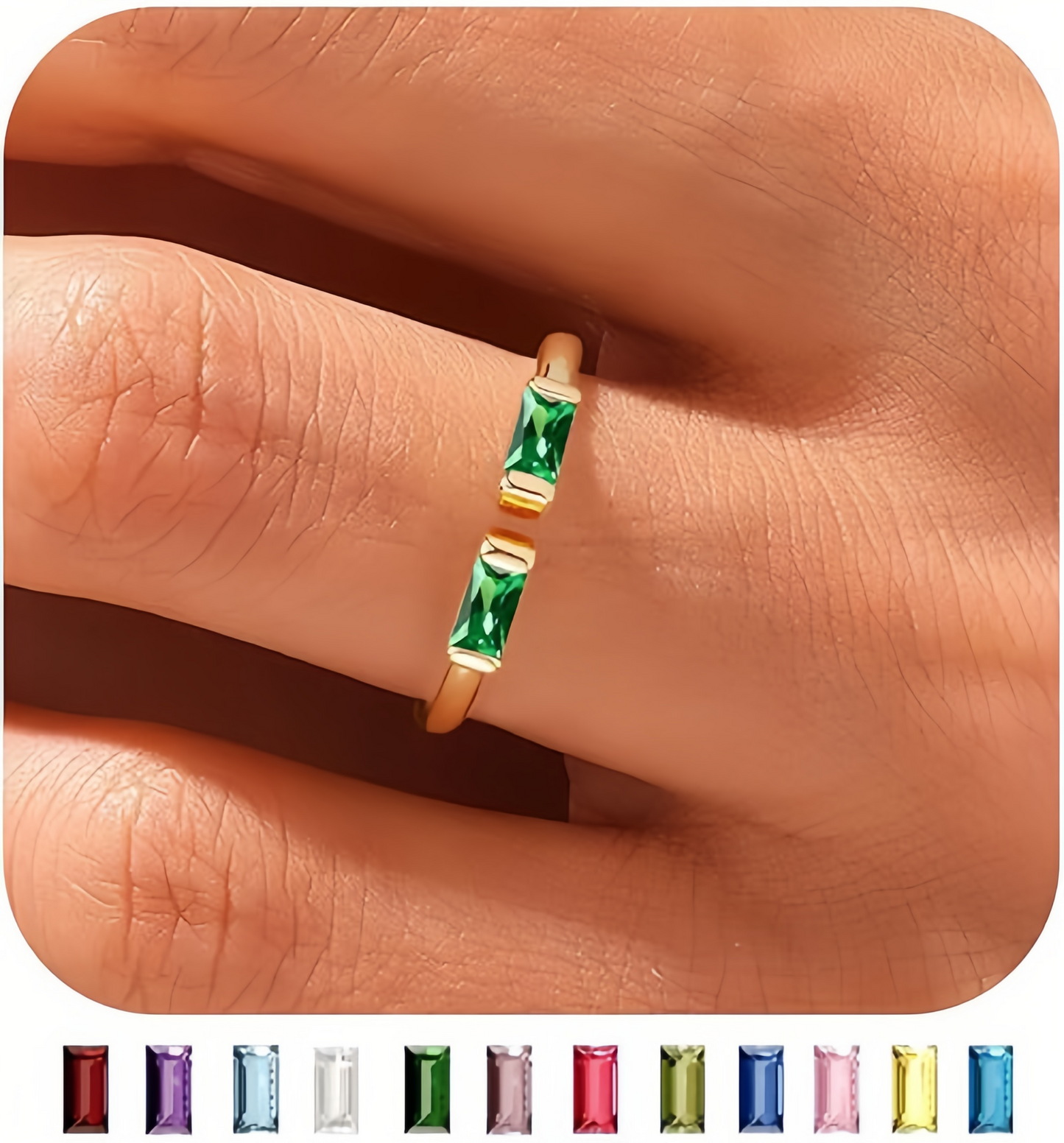 Birthstone Ring by ｜Best Friend Gift ｜ Anniversary Gift ｜ Adjustable Personalized Gemstone Ring