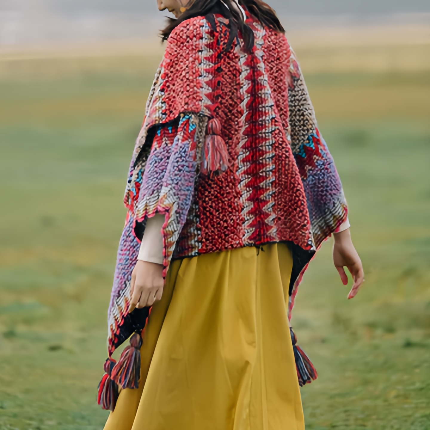 Tibetan Shawl Knitting Warm Cloak Tibetan Tassel Scarf