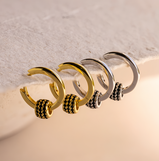 Agate Beaded Hoop Earrings - Detachable Drop Earrings, Colored Gemstone Jewelry