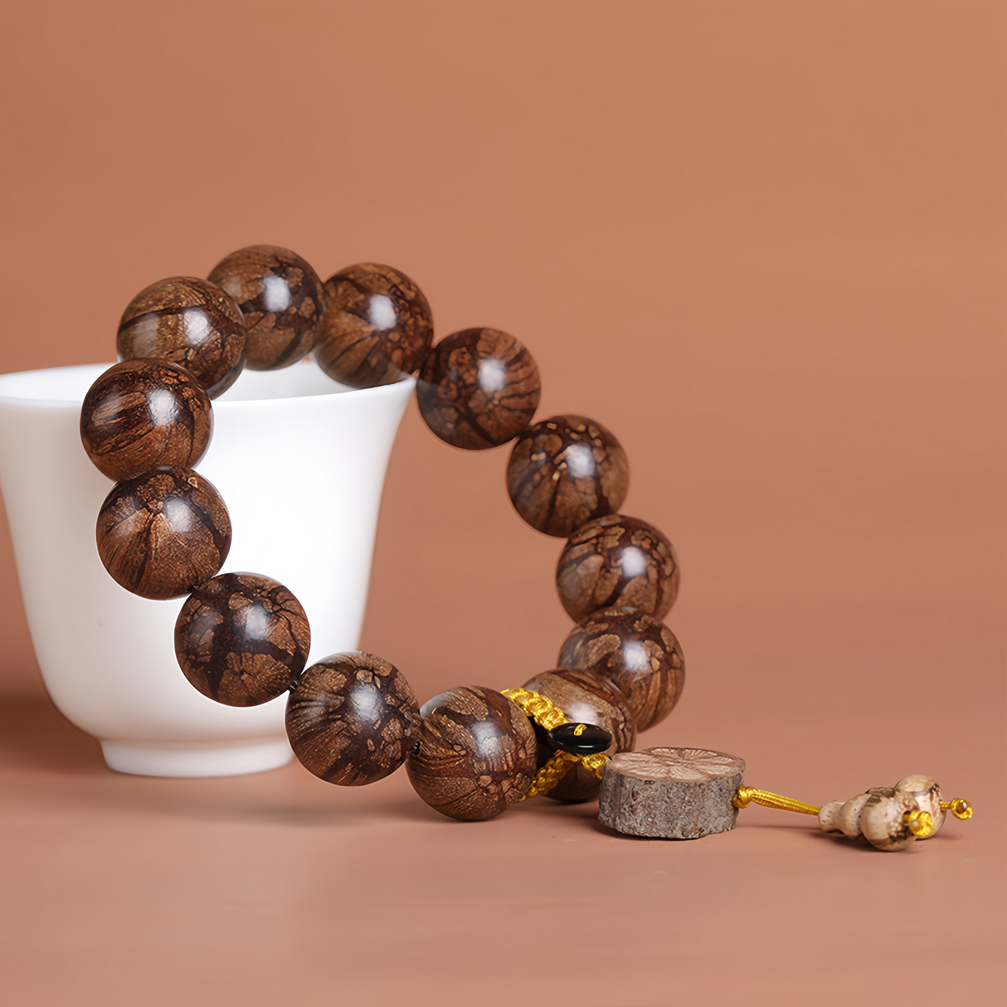Handmade Plum Blossom Buddhist Beads with Dragon Beard Totem Pendant | Natural Healing Jewelry Trending in 2025