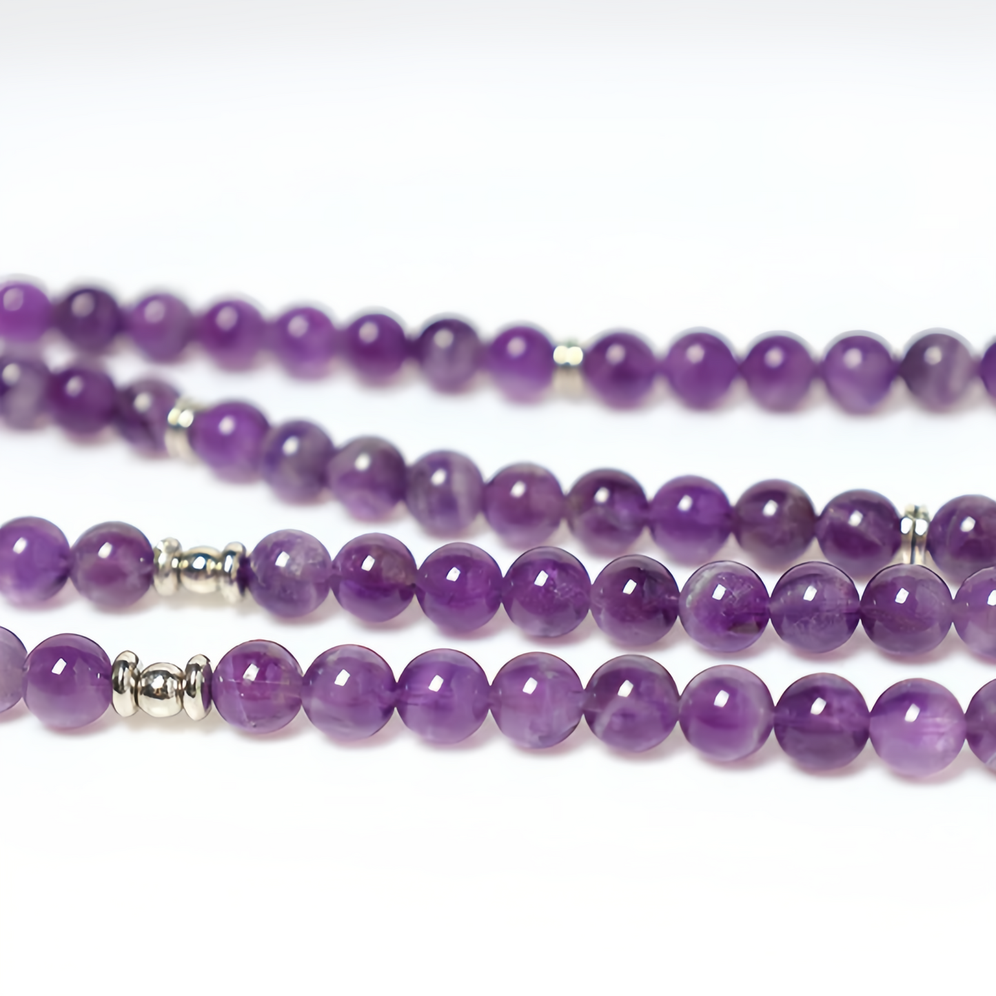 Healing Energy Jewelry: 108 Natural Amethyst Purification Mala Bracelet