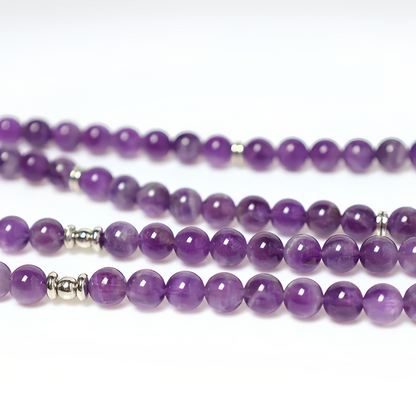 Healing Energy Jewelry: 108 Natural Amethyst Purification Mala Bracelet