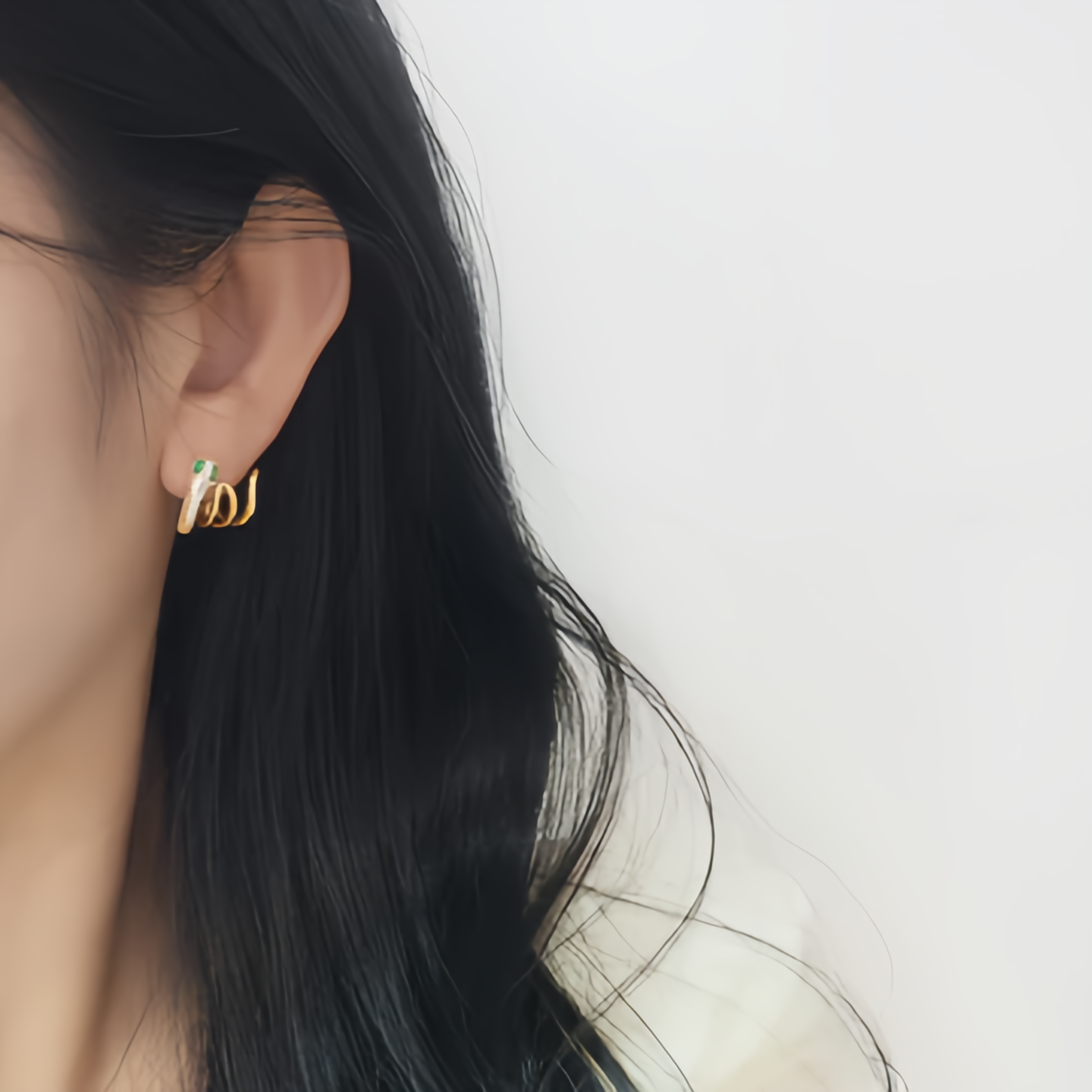 2025 Zodiac Snake Earrings with Emerald Green Eyes - 925 Sterling Silver Serpent Jewelry