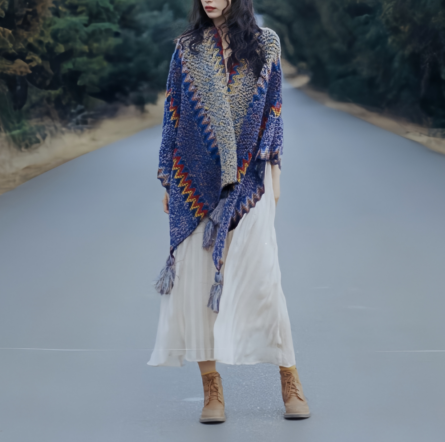 Tibetan Shawl Knitting Warm Cloak Tibetan Tassel Scarf