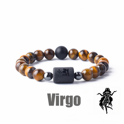 12 Zodiac Signs Obsidian Dynamic Protector Bracelet – Eternal Guardian Promise for Three Lives, Mystical and Elegantly Designed