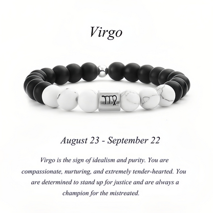 12 Zodiac Signs Natural Matte Stone White Turquoise Beaded Wealth Attraction Bracelet