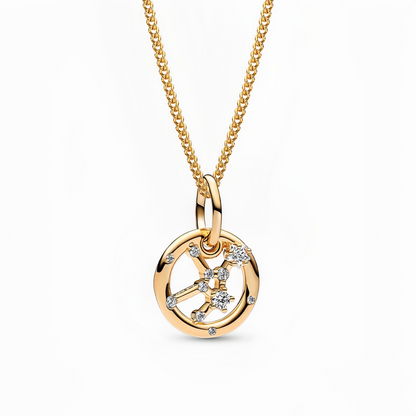 14K Gold-Plated Birthstone Constellations Zirconia Guardian Lucky Pendant Necklace