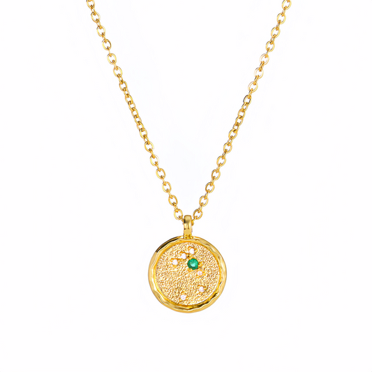 14K Gold Plated Zodiac Star Map Pendant Necklace for All Zodiac Signs – Love Jewelry Gift for Couples