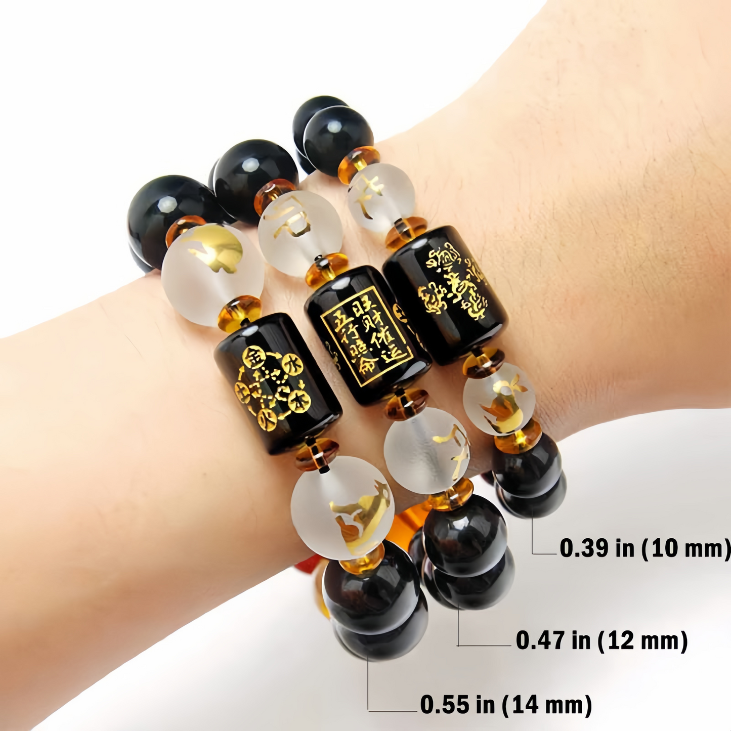 Chinese Zodiac Feng Shui Obsidian Five-Element Wealth Porsperity Bracelet
