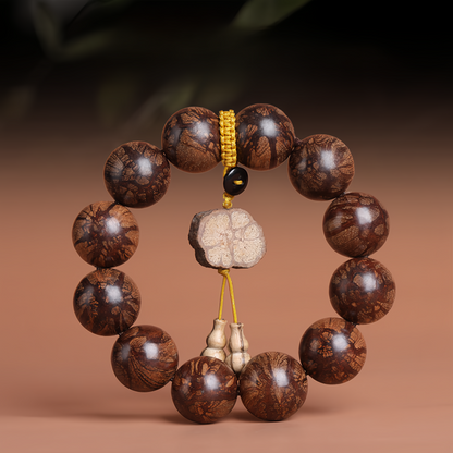 Handmade Plum Blossom Buddhist Beads with Dragon Beard Totem Pendant | Natural Healing Jewelry Trending in 2025