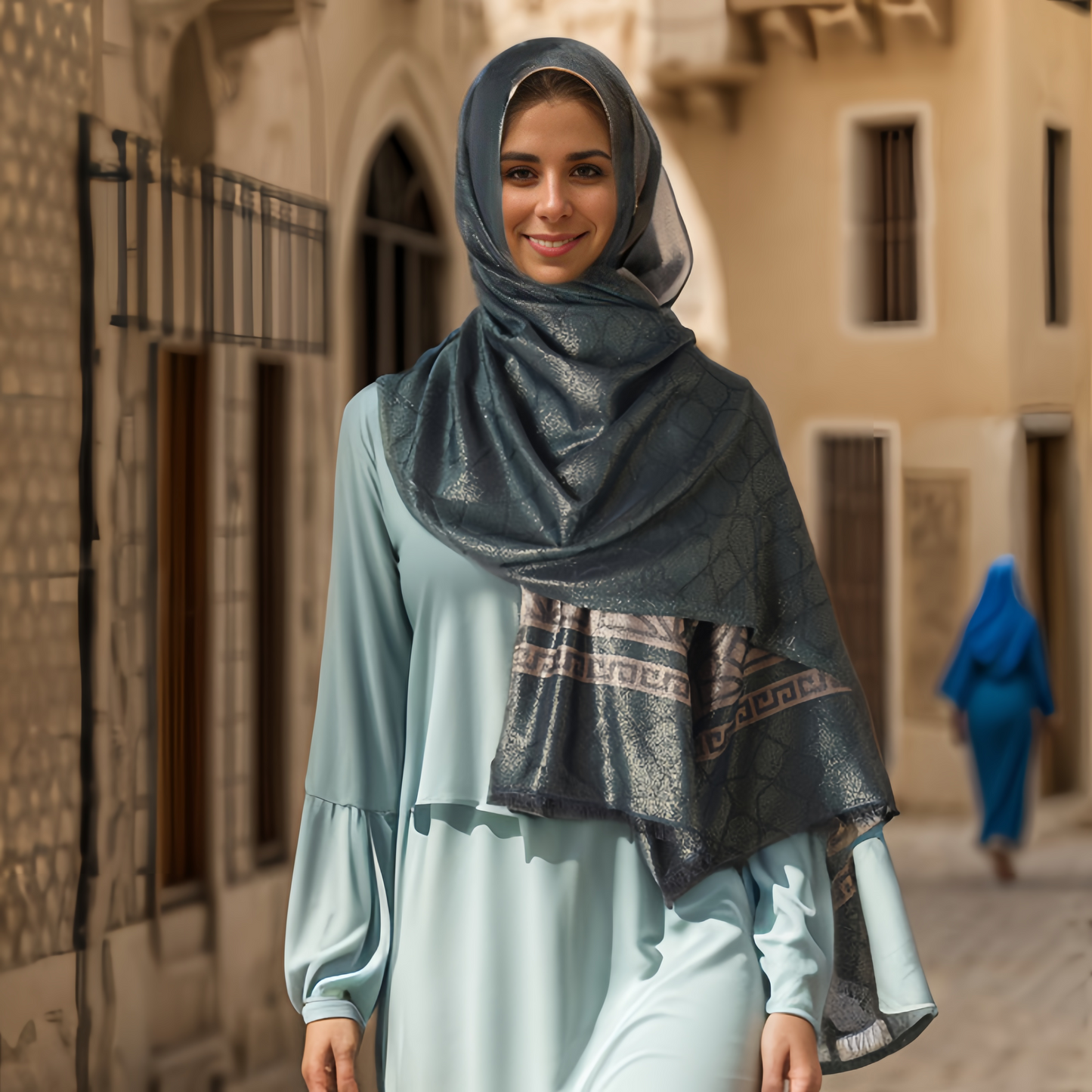 Boho Plaid Scarf - Lightweight UV Protection Silk Shawl for Women, Ethnic Head Cover