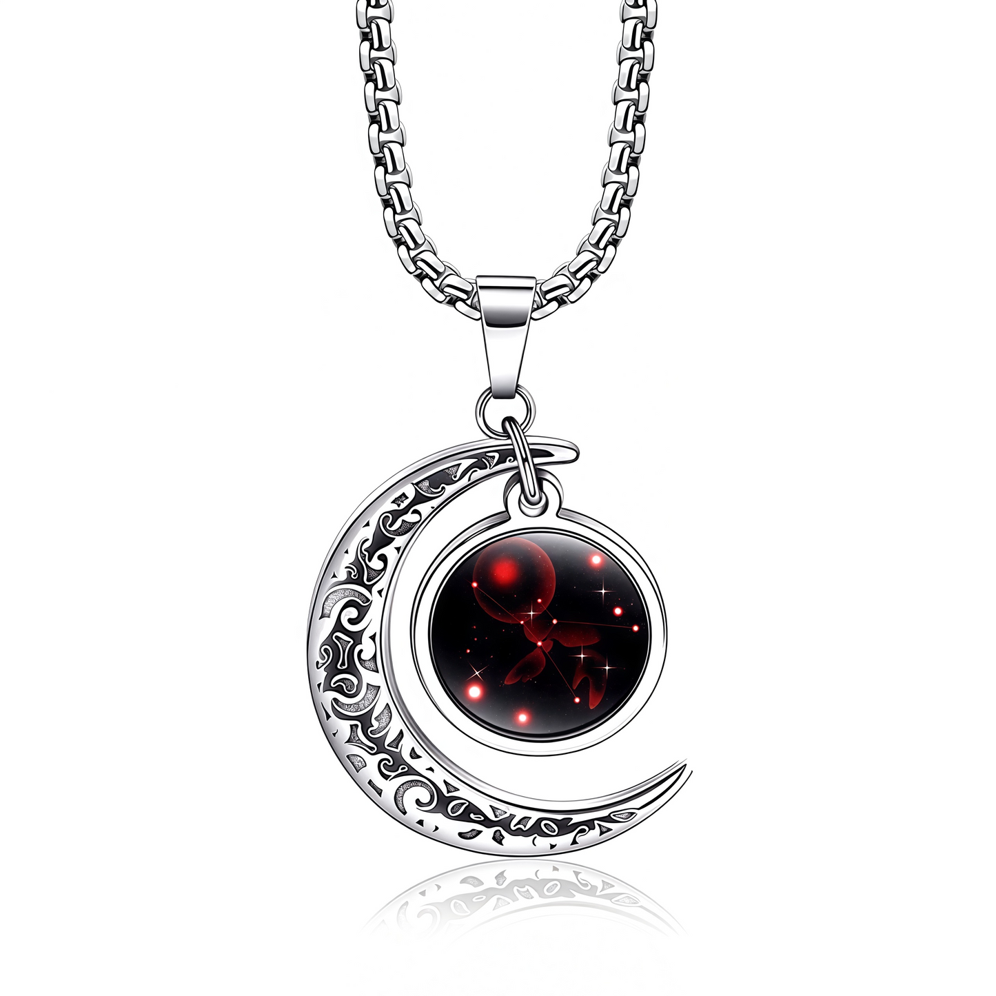 Collana con ciondolo in pietra di luna con guardiano lunare dei 12 segni zodiacali del 2025
