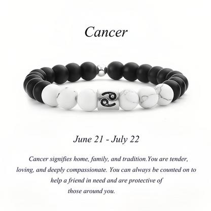 12 Zodiac Signs Natural Matte Stone White Turquoise Beaded Wealth Attraction Bracelet
