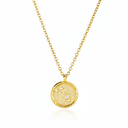 14K Gold Plated Zodiac Star Map Pendant Necklace for All Zodiac Signs – Love Jewelry Gift for Couples
