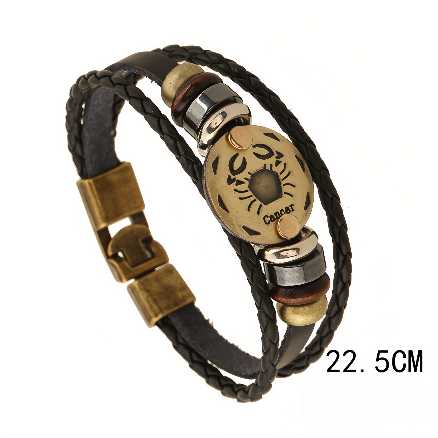 12 Zodiac Signs Handmade Leather Couple Bracelet with Hematite Totem Stone - Mystical Love Jewelry for 2025