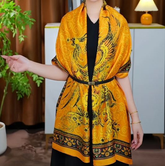 2025 New Dragon Scale Silk Road Handwoven Silk Scarf - UV-Protective Lightweight Vintage Chinese Ethno Fashion Shawl