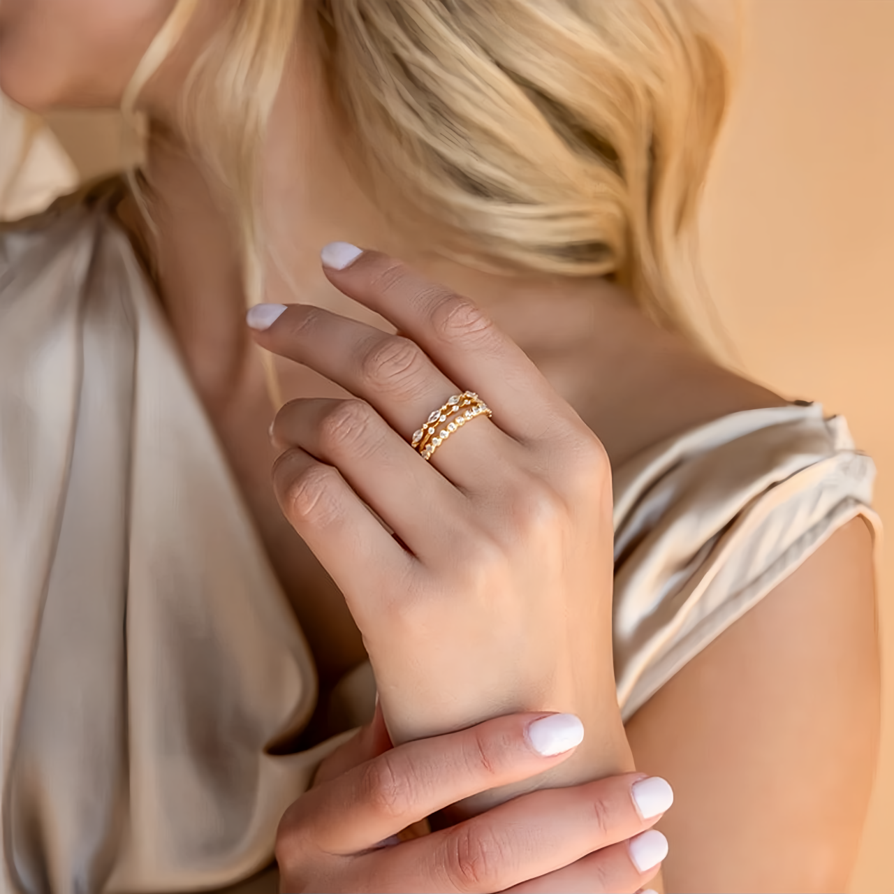 Anello con diamanti impilabili | Set di 3 anelli con pietre preziose | Gioielli in cristallo | Regalo di compleanno per la fidanzata