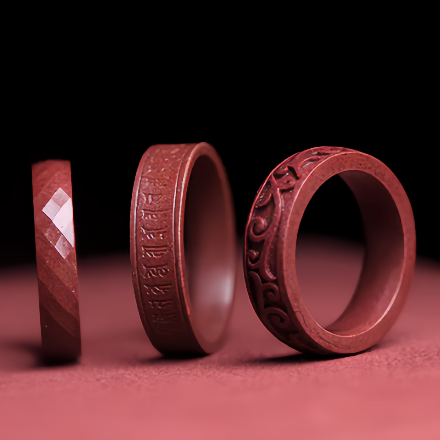 Anello di cinabro fatto a mano con Om Mani Padme Hum, sei sillabe, parole vere, motivo nuvola, simbolo buddista, per uomo e donna.